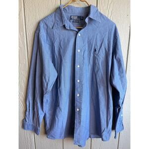 Polo Ralph Lauren Button Down Shirt Men’s Large Blue Cotton Oxford Classic Fit L
